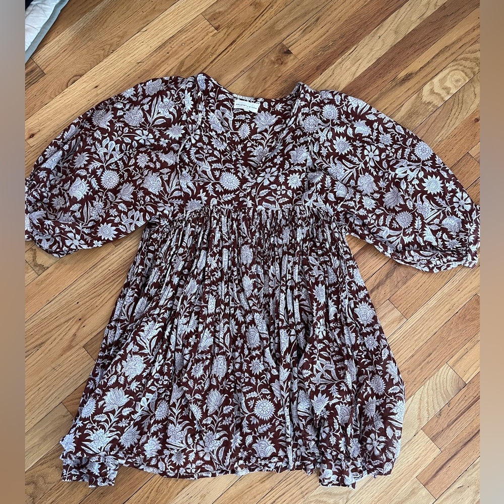 Daughters of India Kyra Balloon Sleeve Gauze Mini Dress Size Small - Picture 3 of 6